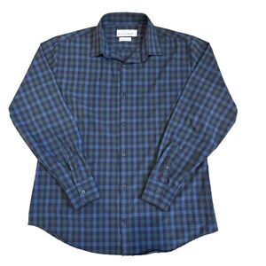 Mizzen + Main Performance Dress Shirt Men’s L Long Sleeve Blue Check Officecore